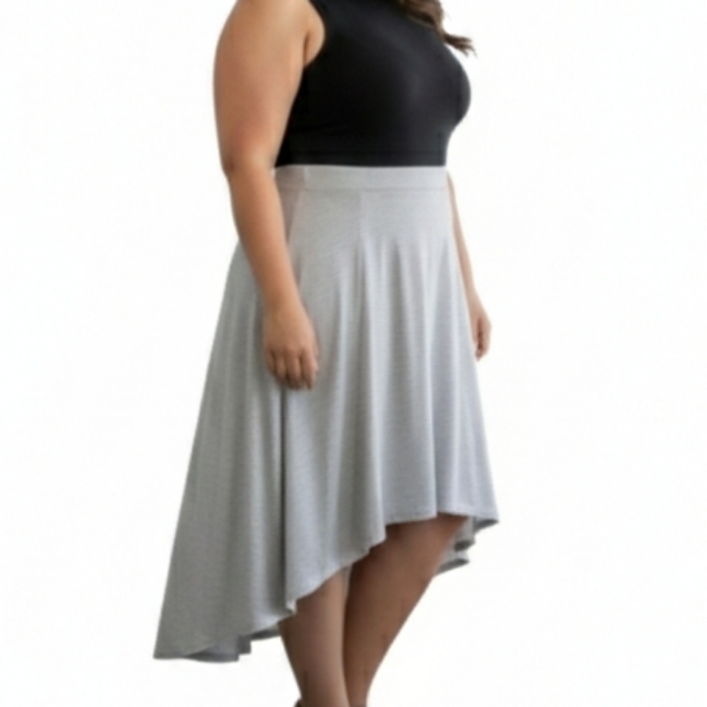Faded Glory Gray High Low Skirt Size XXL  Heather Gray Jersey Knit Flowy